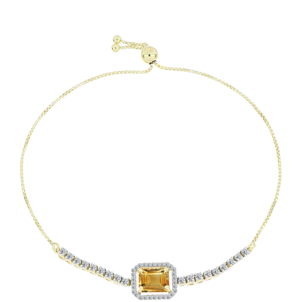 Pulsera de Plata Bañada en Oro con Citrino de Río del Oro y Topacio Blanco