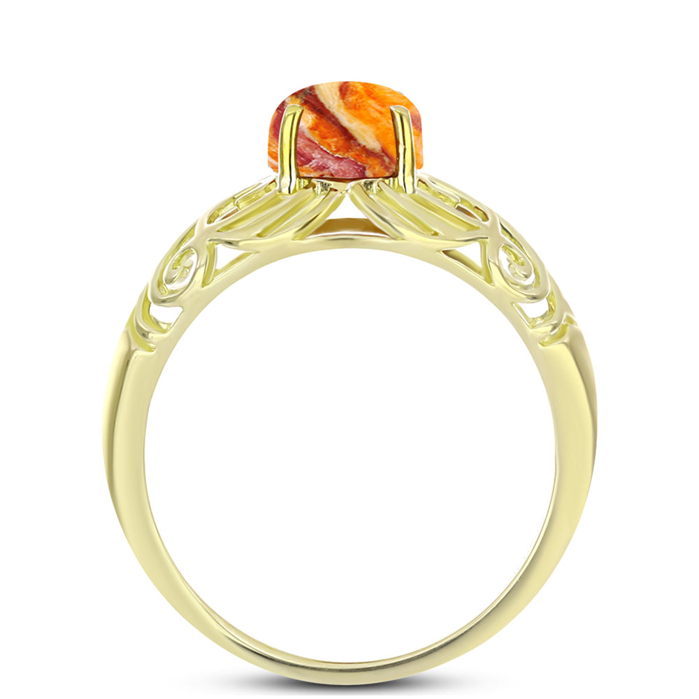 Anillo de Plata Bañada en Oro con Jaspe Garra de León 2 