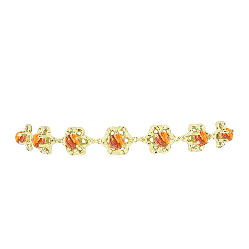 Pulsera de Plata Bañada en Oro con Jaspe Garra de León