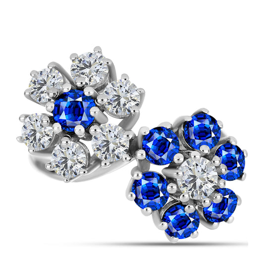 Anillo de Plata con Zafiro Azul Australiano y Topacio Blanco