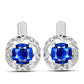 Pendientes de Plata con Zafiro Azul Australiano y Topacio Blanco