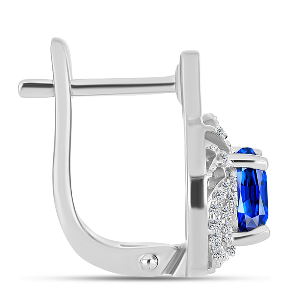 Pendientes de Plata con Zafiro Azul Australiano y Topacio Blanco 2 