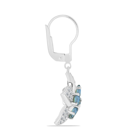 Pendientes de Plata con Labradorita y Topacio Blanco