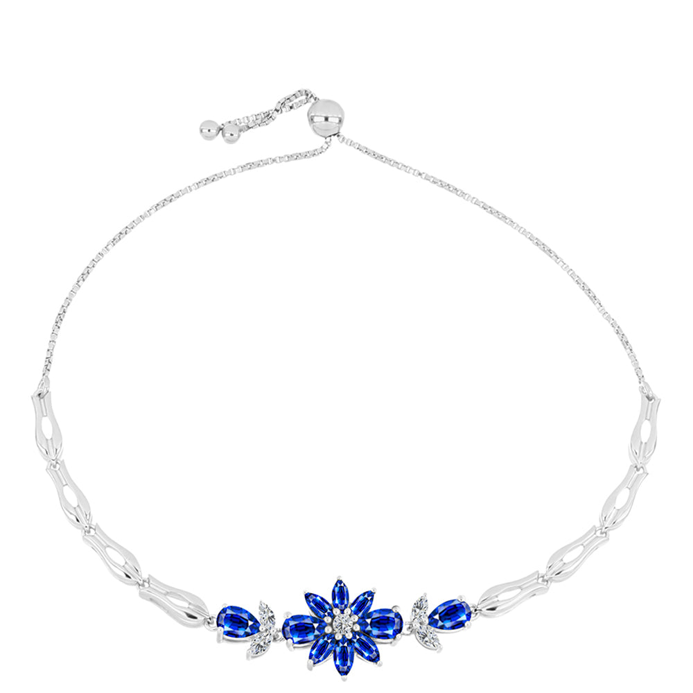 Pulsera de Plata con Zafiro Azul Australiano y Topacio Blanco 1 