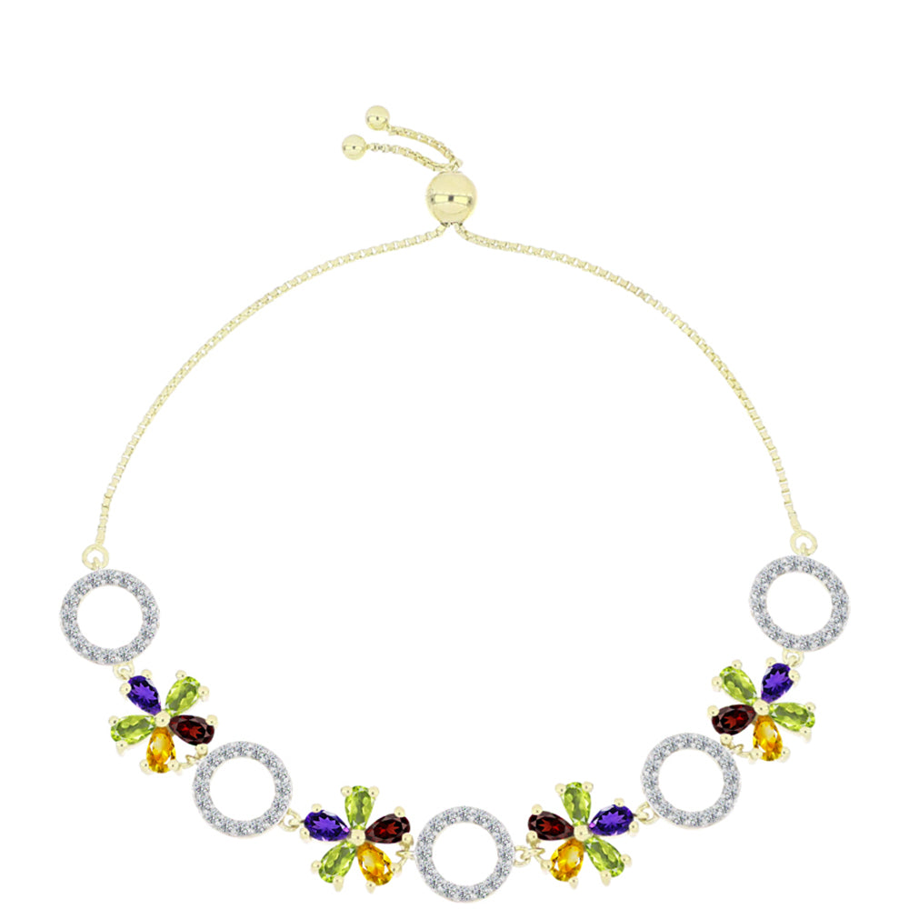 Pulsera de Plata Bañada en Oro con Amatista de Marruecos y Citrino de los Montes Urales 1 