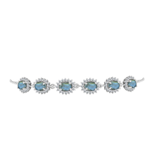 Pulsera de Plata con Labradorita y Topacio Blanco