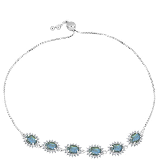 Pulsera de Plata con Labradorita y Topacio Blanco