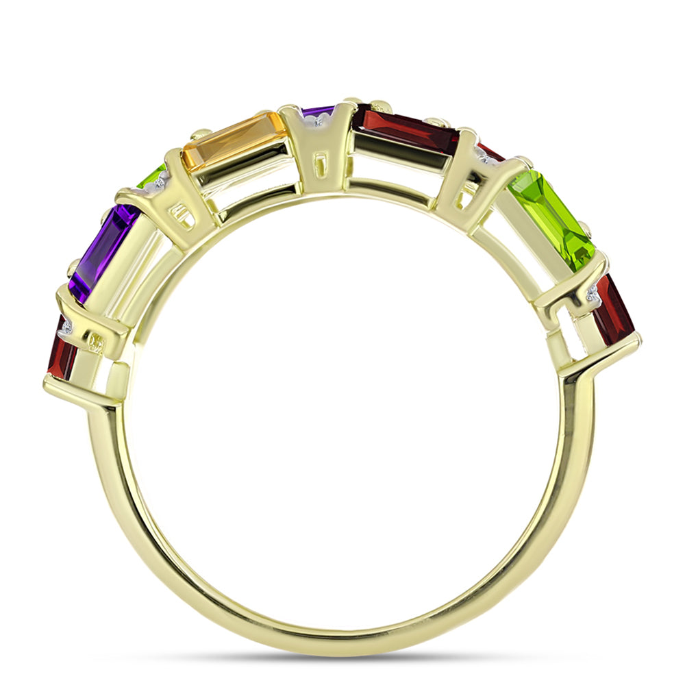 Anillo de Plata Bañada en Oro con Amatista de Marruecos y Citrino de los Montes Urales 2 