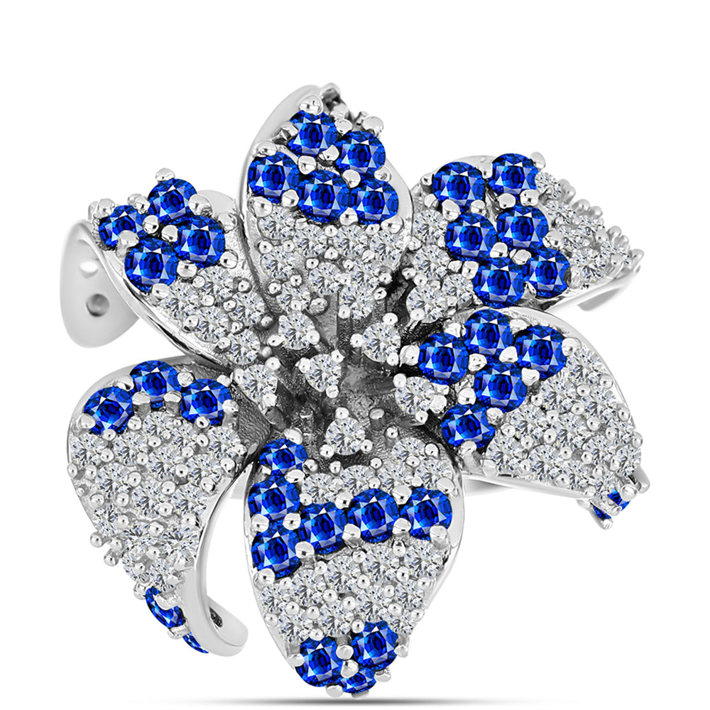 Anillo de Plata con Zafiro Azul Australiano y Topacio Blanco 1 