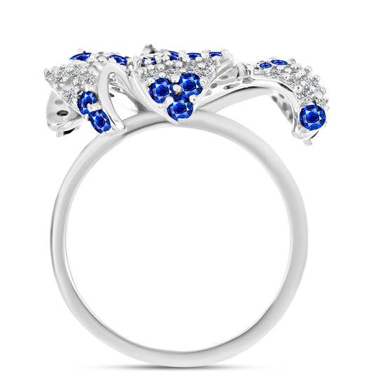 Anillo de Plata con Zafiro Azul Australiano y Topacio Blanco