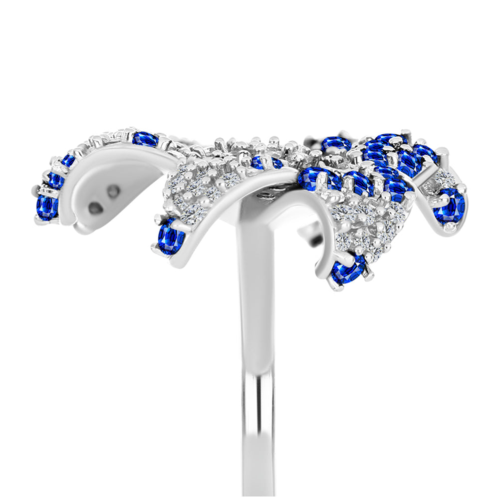 Anillo de Plata con Zafiro Azul Australiano y Topacio Blanco 4 