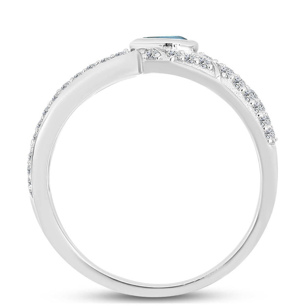 Anillo de Plata con Labradorita y Espinela Negra