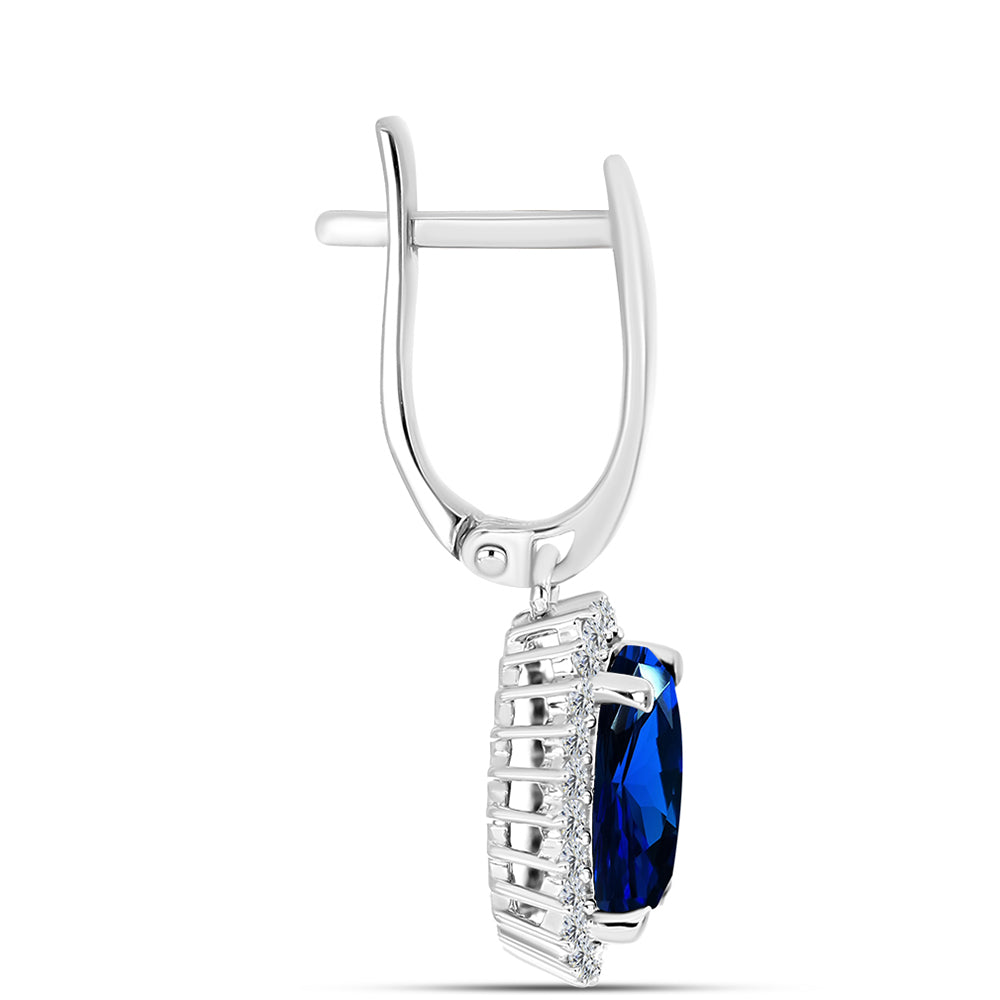 Pendientes de Plata con Zafiro artificial y Zircón Blanco 2 