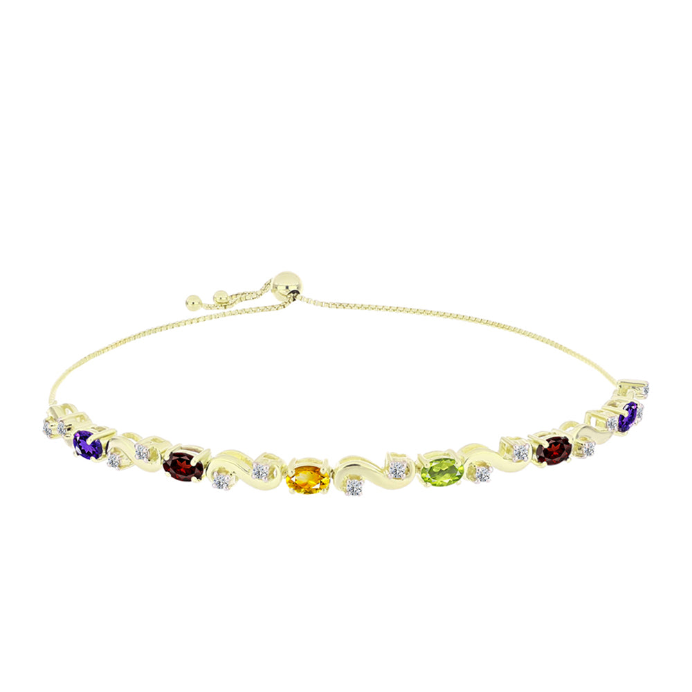 Pulsera de Plata Bañada en Oro con Amatista de Marruecos y Citrino de los Montes Urales 1 