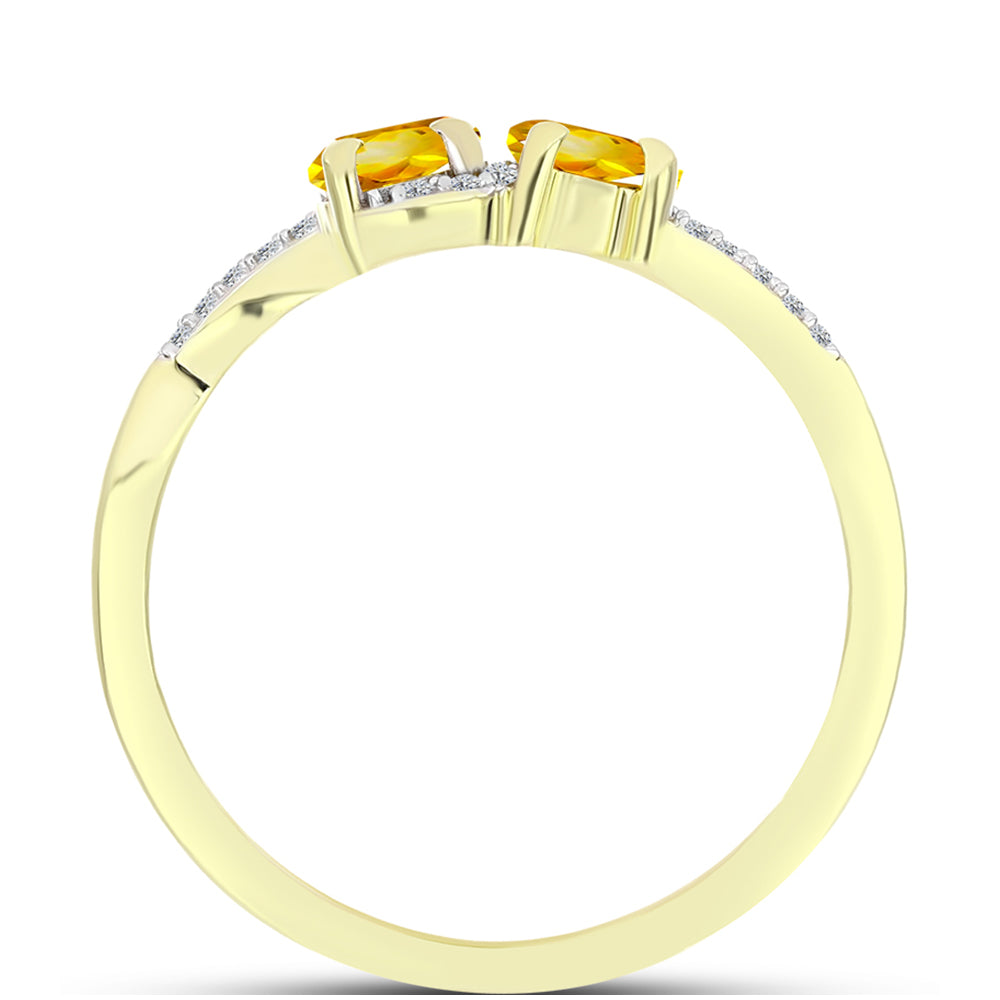 Anillo de Plata Bañada en Oro con Citrino de Río del Oro y Topacio Blanco