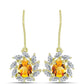 Pendientes de Plata Bañada en Oro con Citrino de Río del Oro y Topacio Blanco