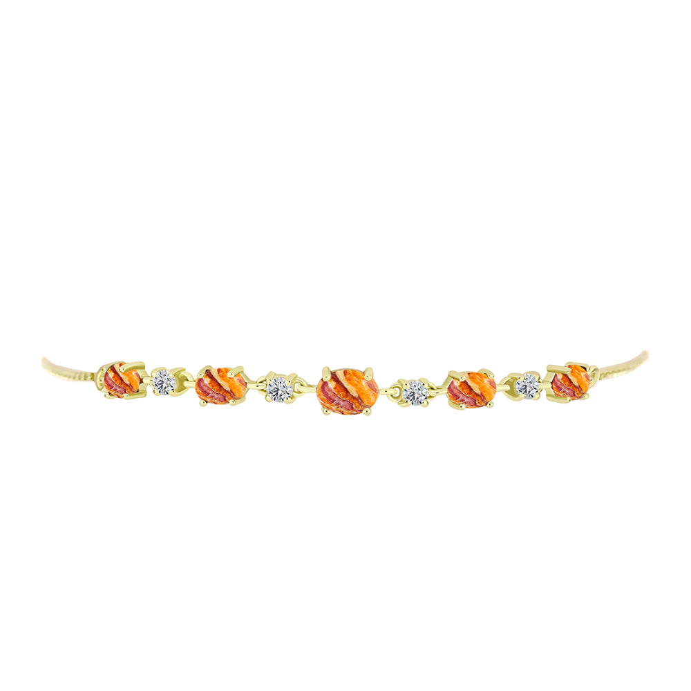 Pulsera de Plata Bañada en Oro con Jaspe Garra de León y Topacio Blanco 2 