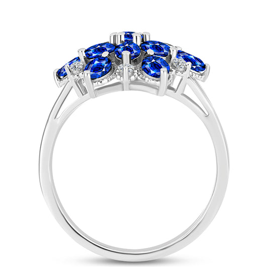 Anillo de Plata con Zafiro Azul Australiano y Topacio Blanco