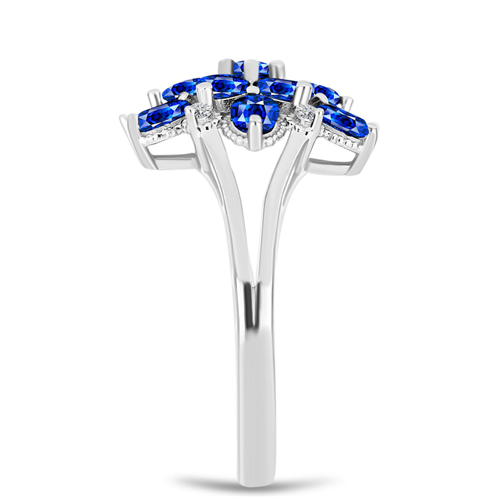 Anillo de Plata con Zafiro Azul Australiano y Topacio Blanco 4 