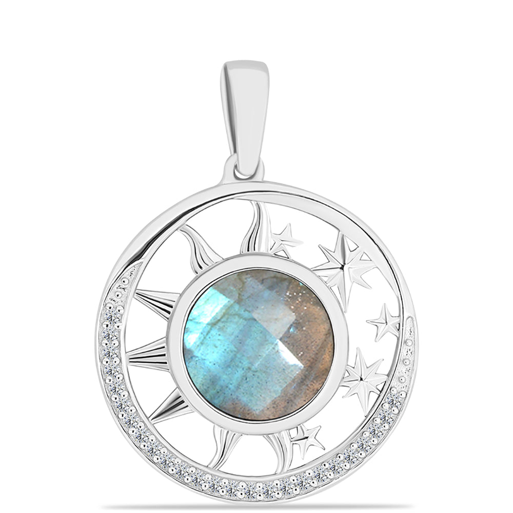 Colgante de Plata con Labradorita y Topacio Blanco 1 