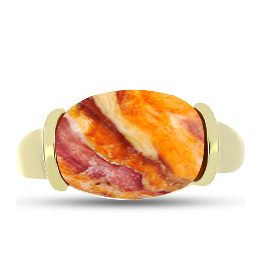 Anillo de Plata Bañada en Oro con Jaspe Garra de León