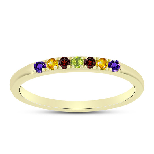 Anillo de Plata Bañada en Oro con Amatista de Marruecos y Citrino de los Montes Urales