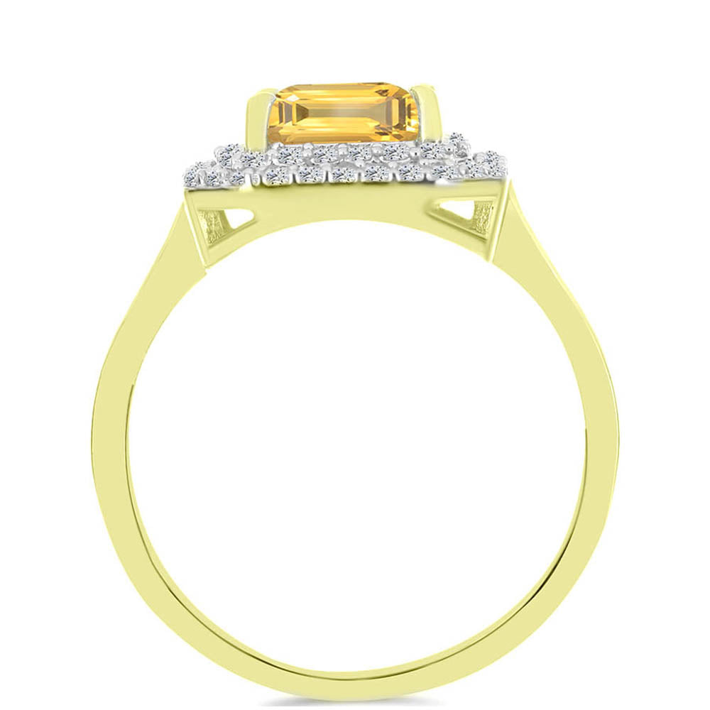 Anillo de Plata Bañada en Oro con Citrino de Río del Oro y Topacio Blanco
