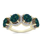 Anillo de Plata Bañada en Oro con Drusa Verde y Topacio Blanco