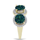 Anillo de Plata Bañada en Oro con Drusa Verde y Topacio Blanco