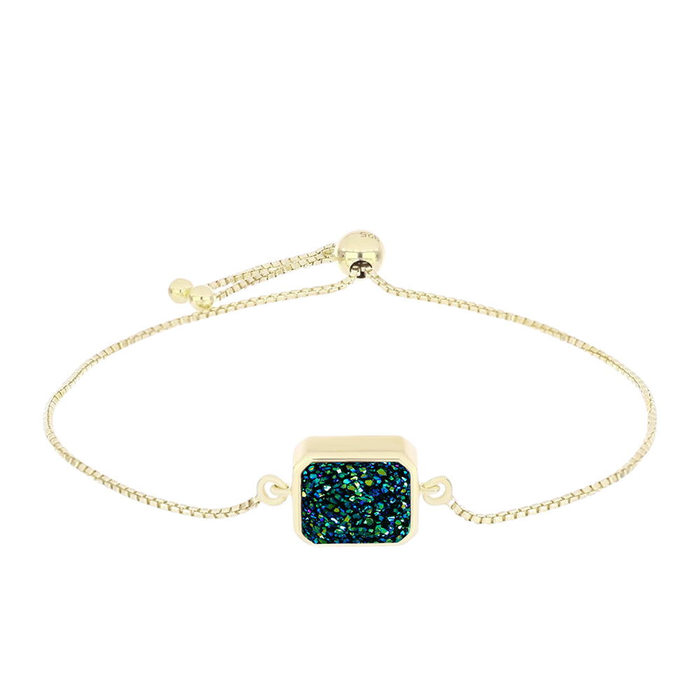 Pulsera de Plata Bañada en Oro con Drusa Verde 1 
