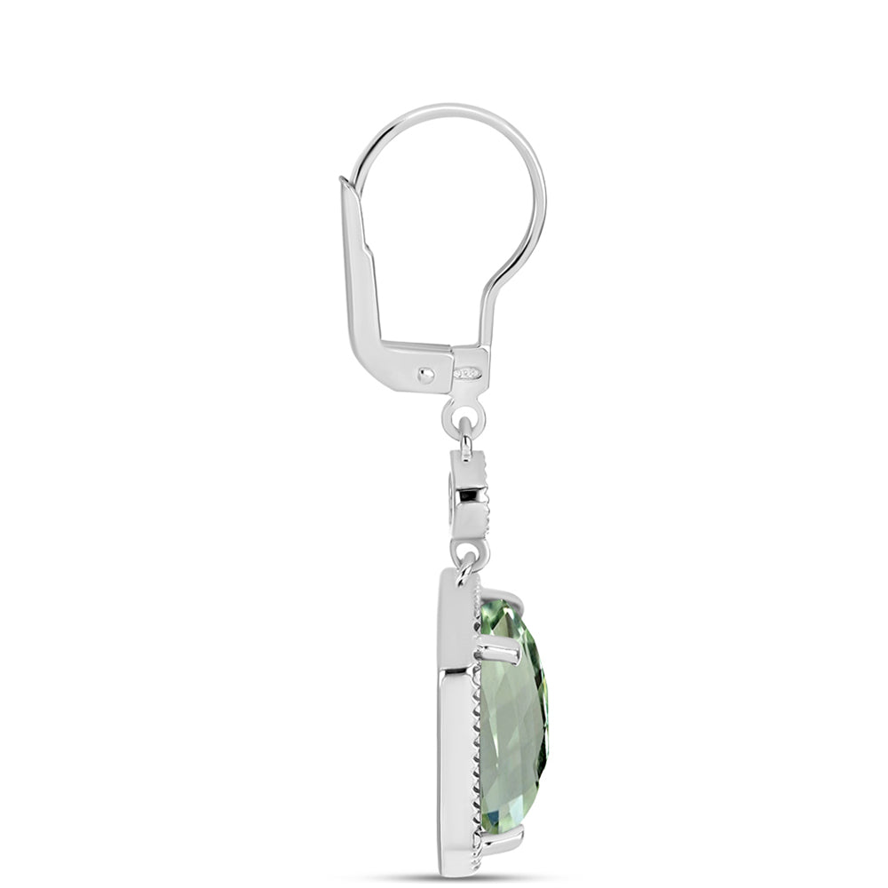 Pendientes de Plata con Amatista Verde y Topacio Blanco 2 