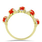 Anillo de Plata Bañada en Oro con Coral de Esponja Roja y Topacio Blanco