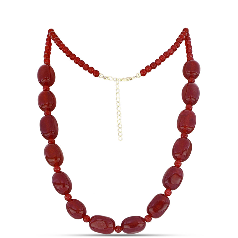 Collar de Plata Bañada en Oro con Ágata Roja