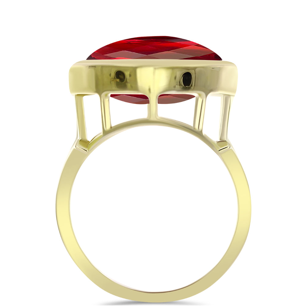 Anillo de Plata Bañada en Oro con Ágata Roja 2 
