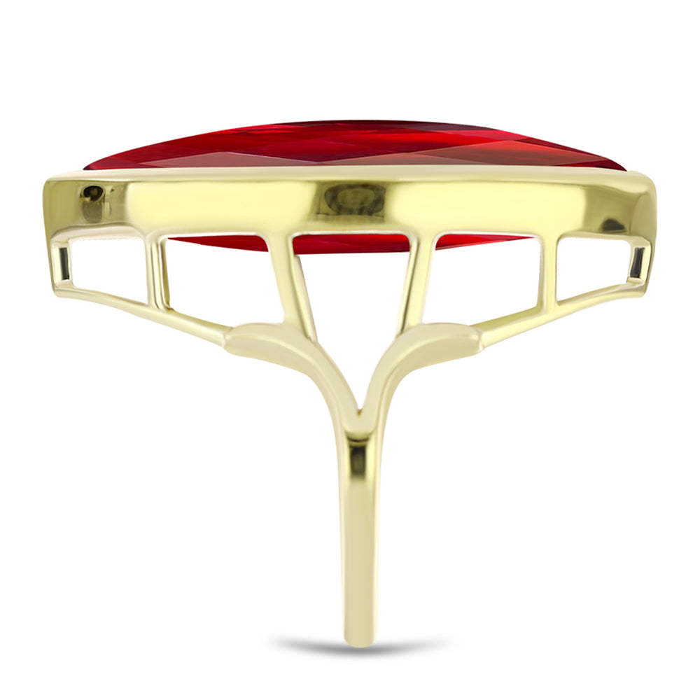 Anillo de Plata Bañada en Oro con Ágata Roja