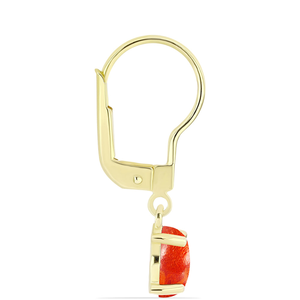Pendientes de Plata Bañada en Oro con Coral de Esponja Roja