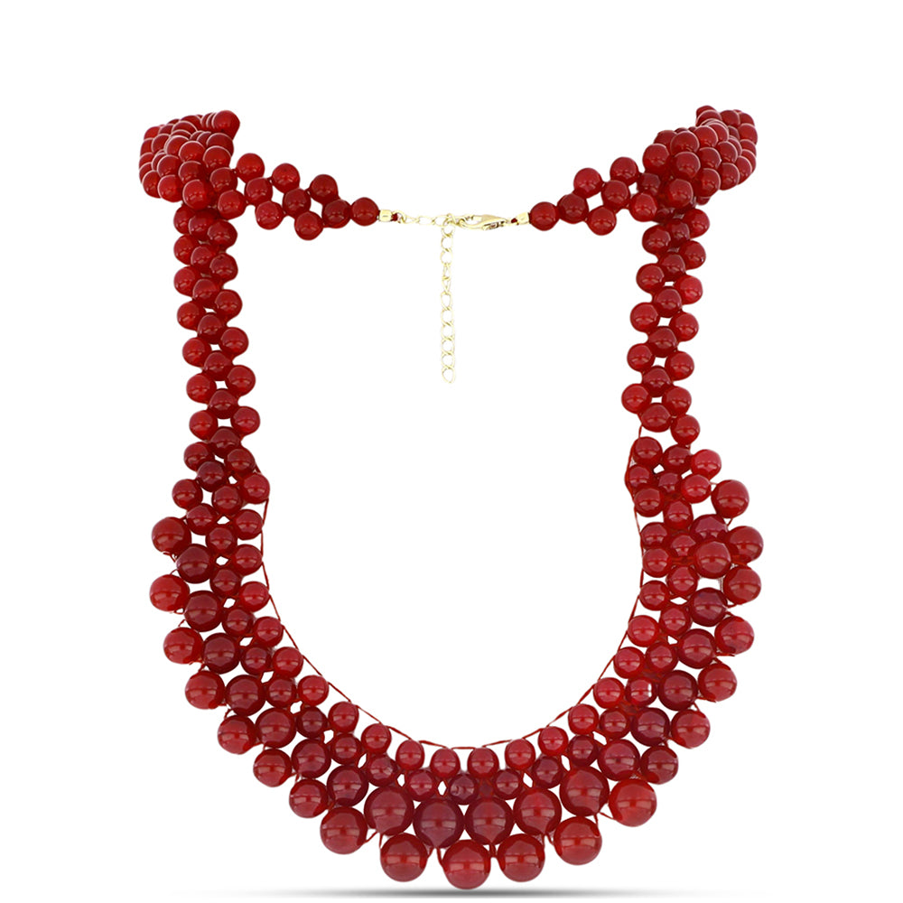 Collar de Plata Bañada en Oro con Ágata Roja 1 