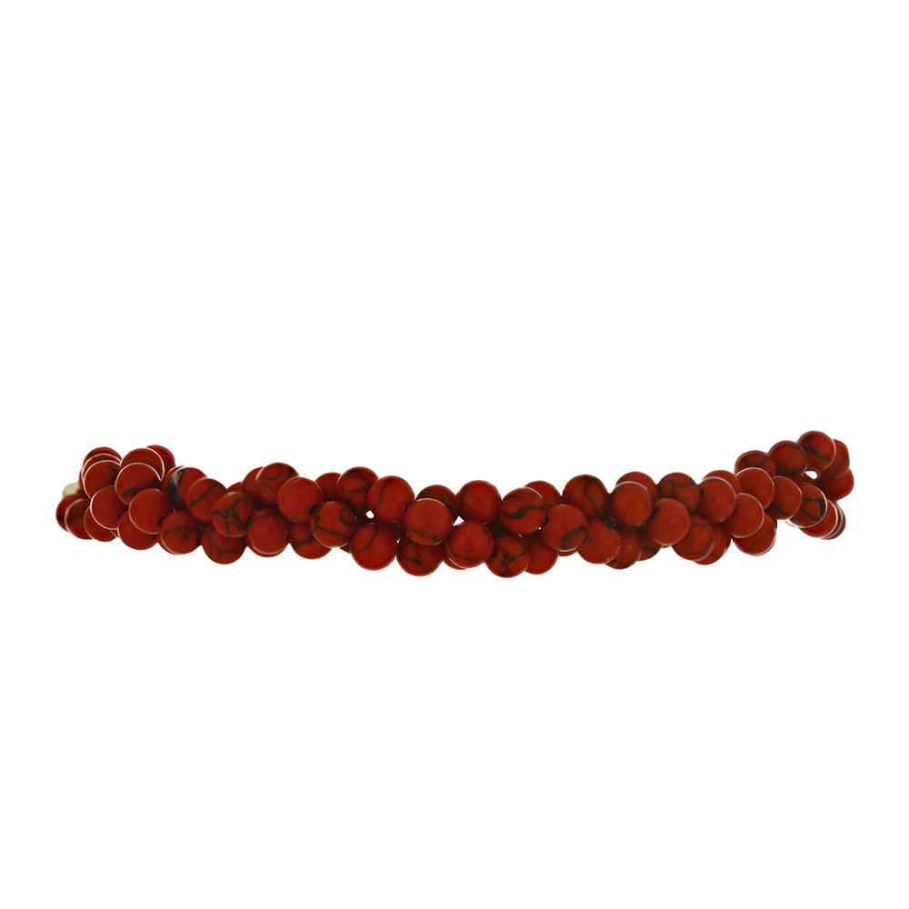 Pulsera de Plata Bañada en Oro con Coral de Esponja Roja 2 