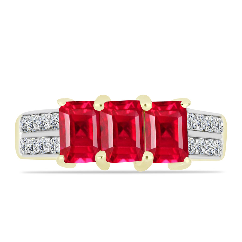 Anillo de Plata Bañada en Oro con Ágata Roja y Topacio Blanco 1 