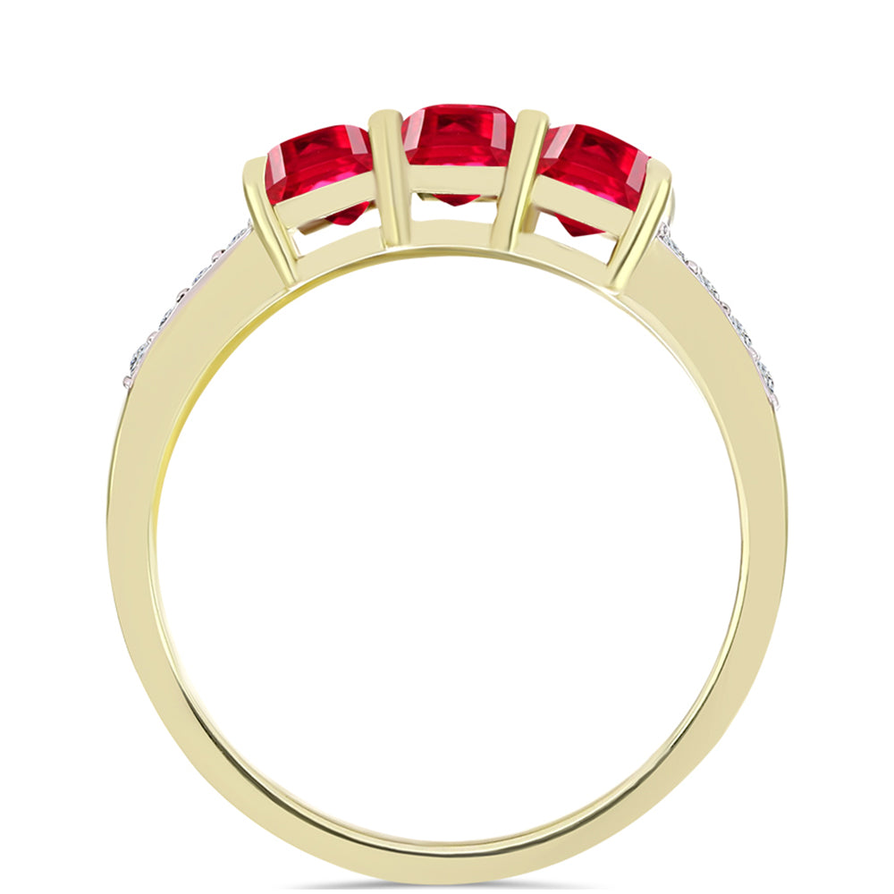 Anillo de Plata Bañada en Oro con Ágata Roja y Topacio Blanco 2 
