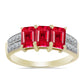 Anillo de Plata Bañada en Oro con Ágata Roja y Topacio Blanco