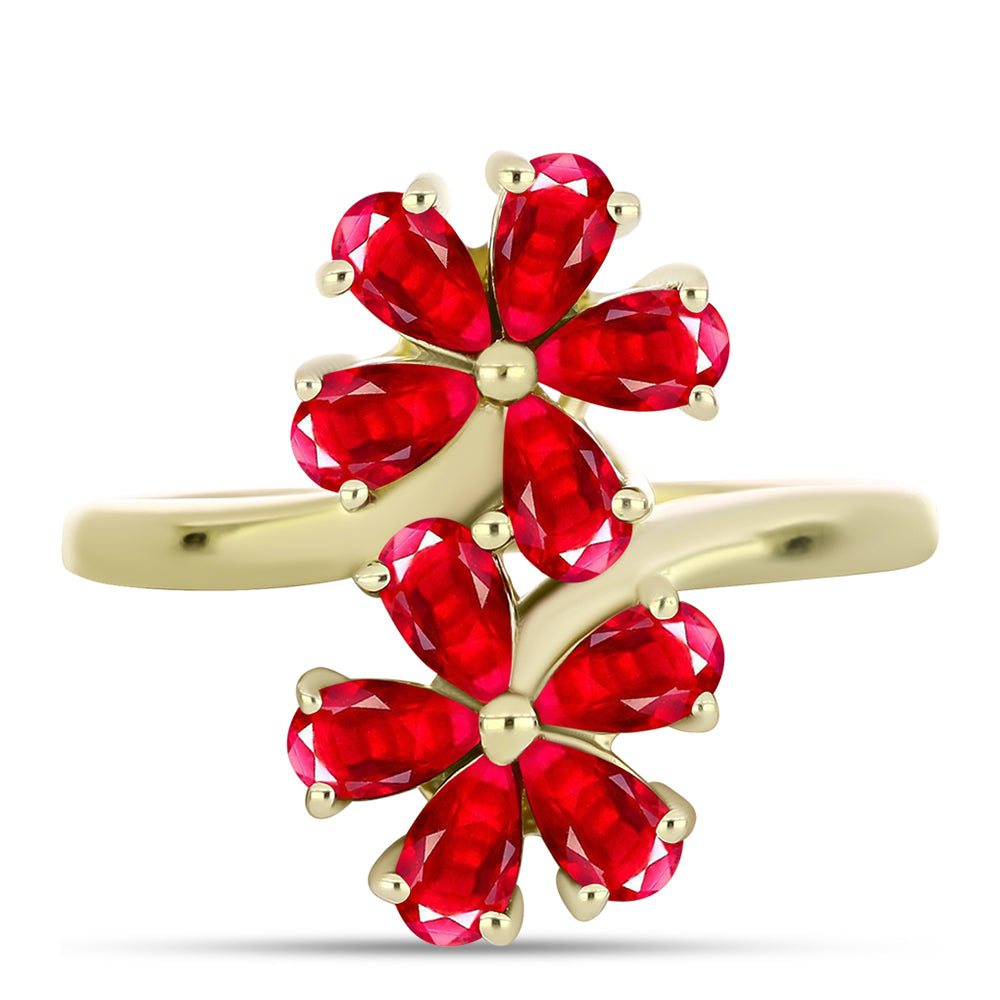 Anillo de Plata Bañada en Oro con Ágata Roja 1 