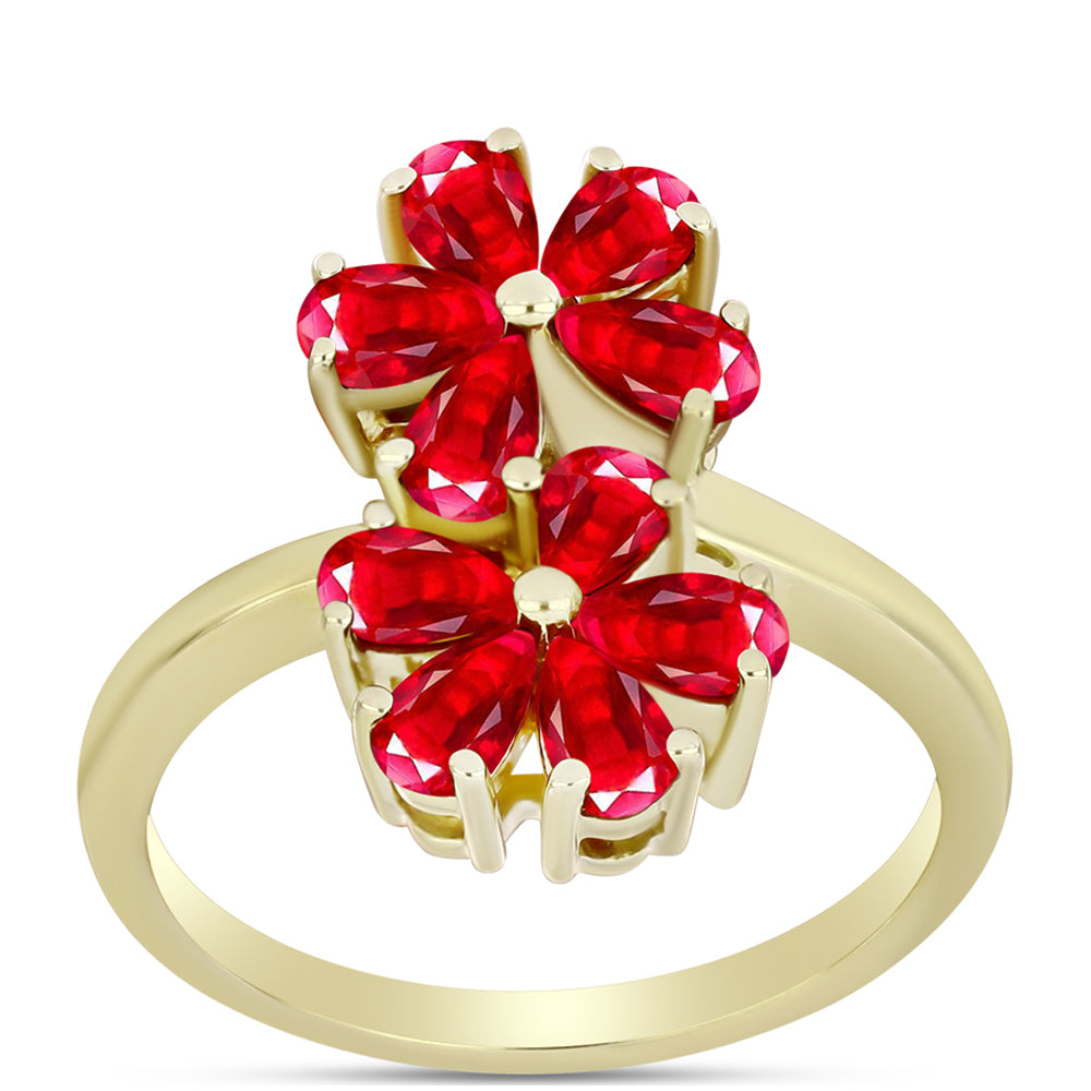 Anillo de Plata Bañada en Oro con Ágata Roja 3 