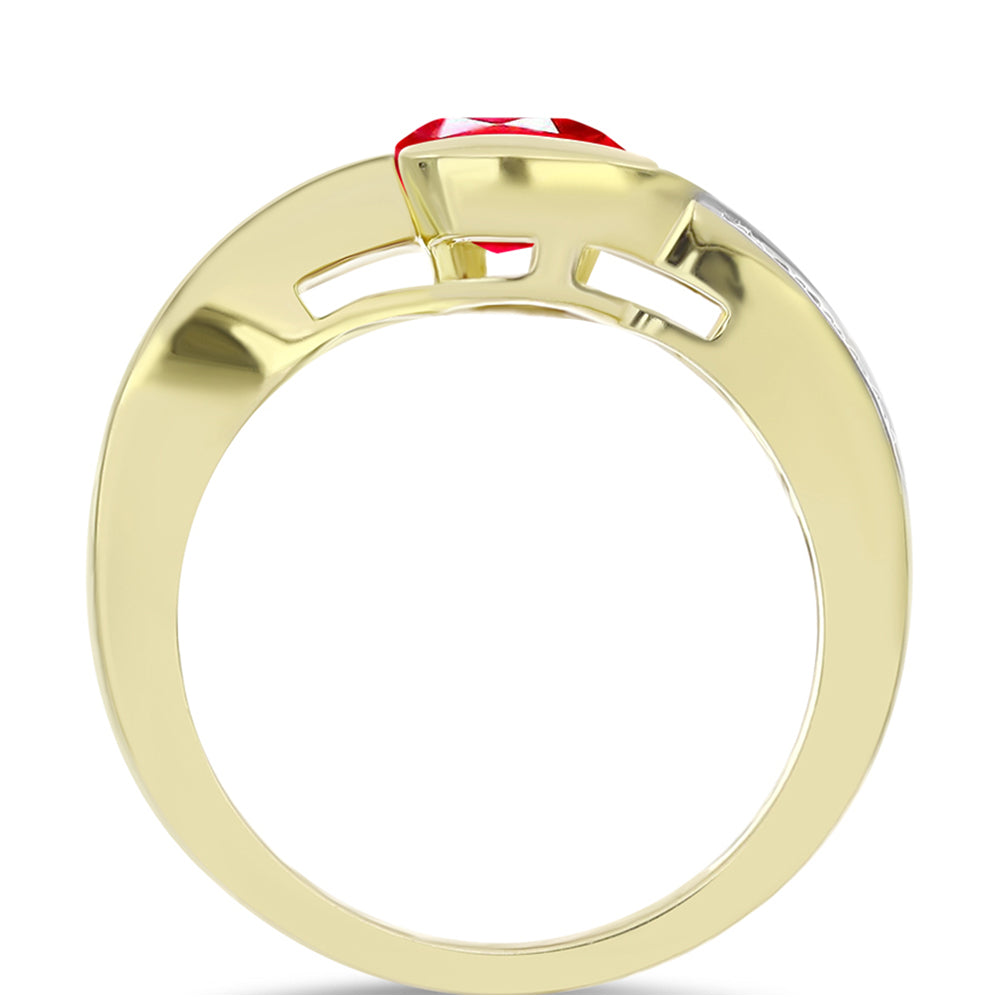 Anillo de Plata Bañada en Oro con Ágata Roja y Topacio Blanco 2 