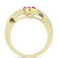 Anillo de Plata Bañada en Oro con Ágata Roja y Topacio Blanco