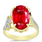 Anillo de Plata Bañada en Oro con Ágata Roja y Topacio Blanco
