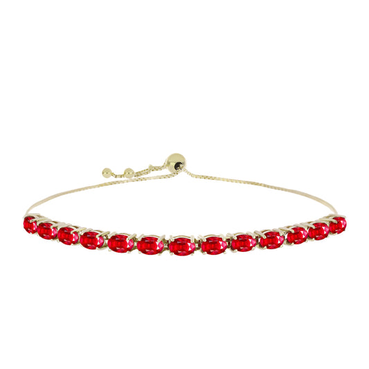 Pulsera de Plata Bañada en Oro con Ágata Roja