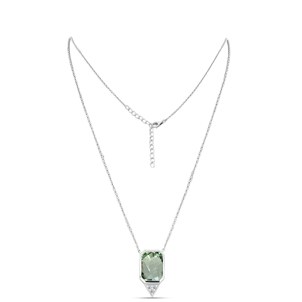 Collar de Plata con Amatista Verde y Topacio Blanco 1 