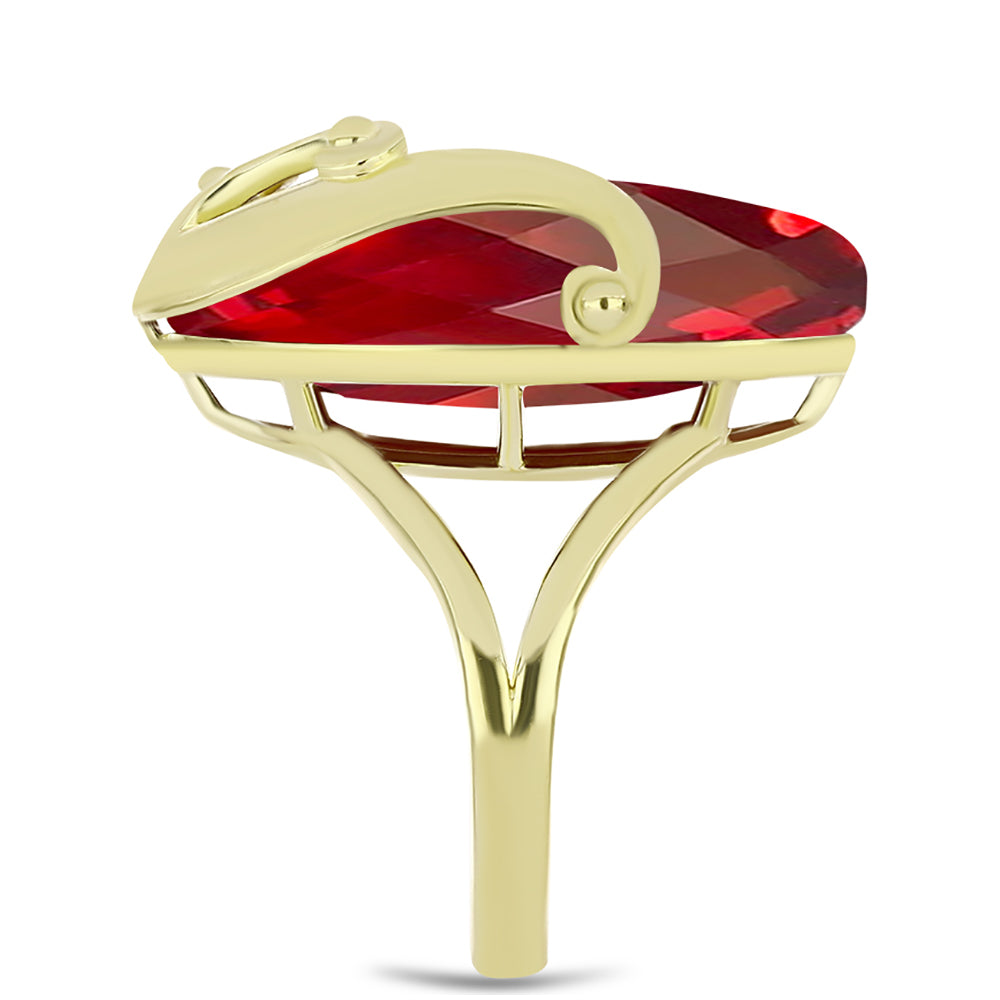Anillo de Plata Bañada en Oro con Ágata Roja 4 