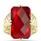 Anillo de Plata Bañada en Oro con Ágata Roja